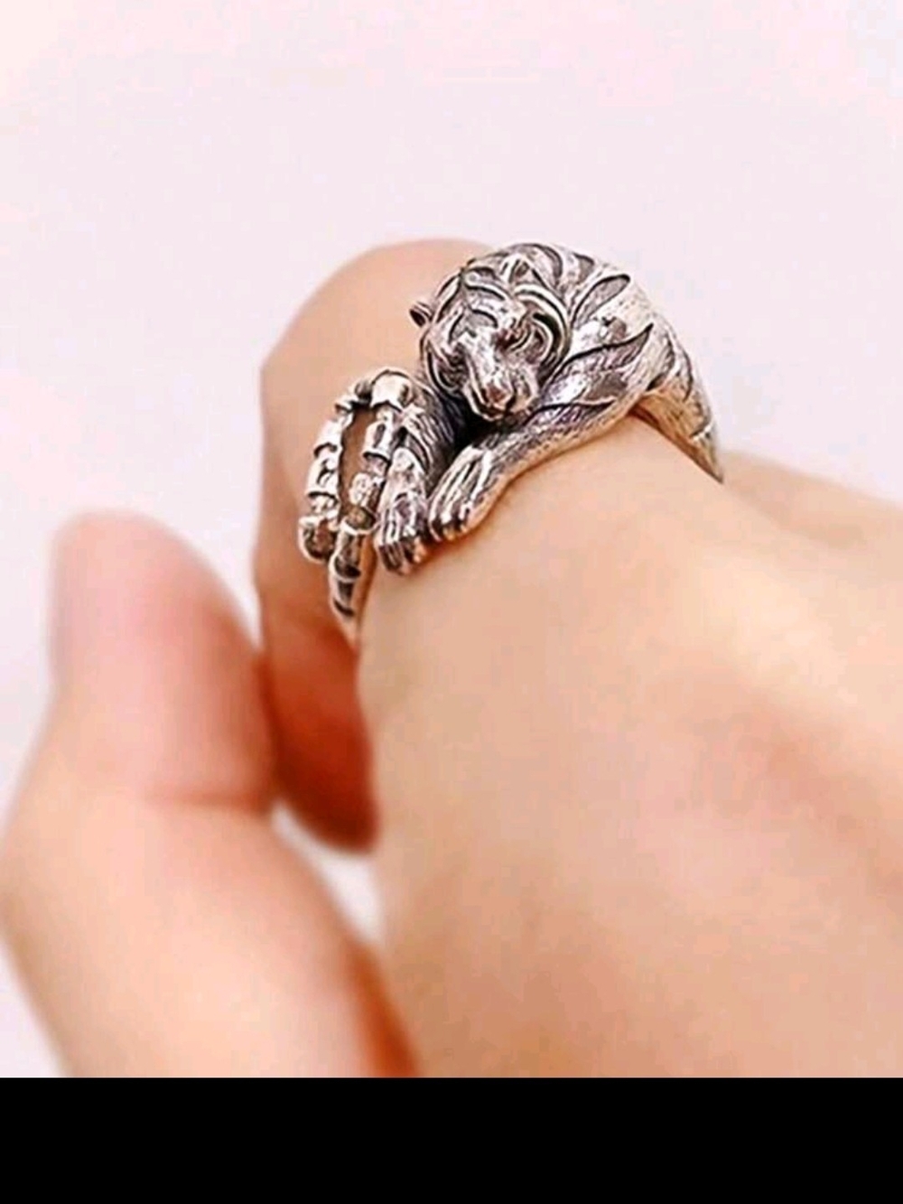 Silver Tiger Wrap Ring - Women's Silver Animal Ring